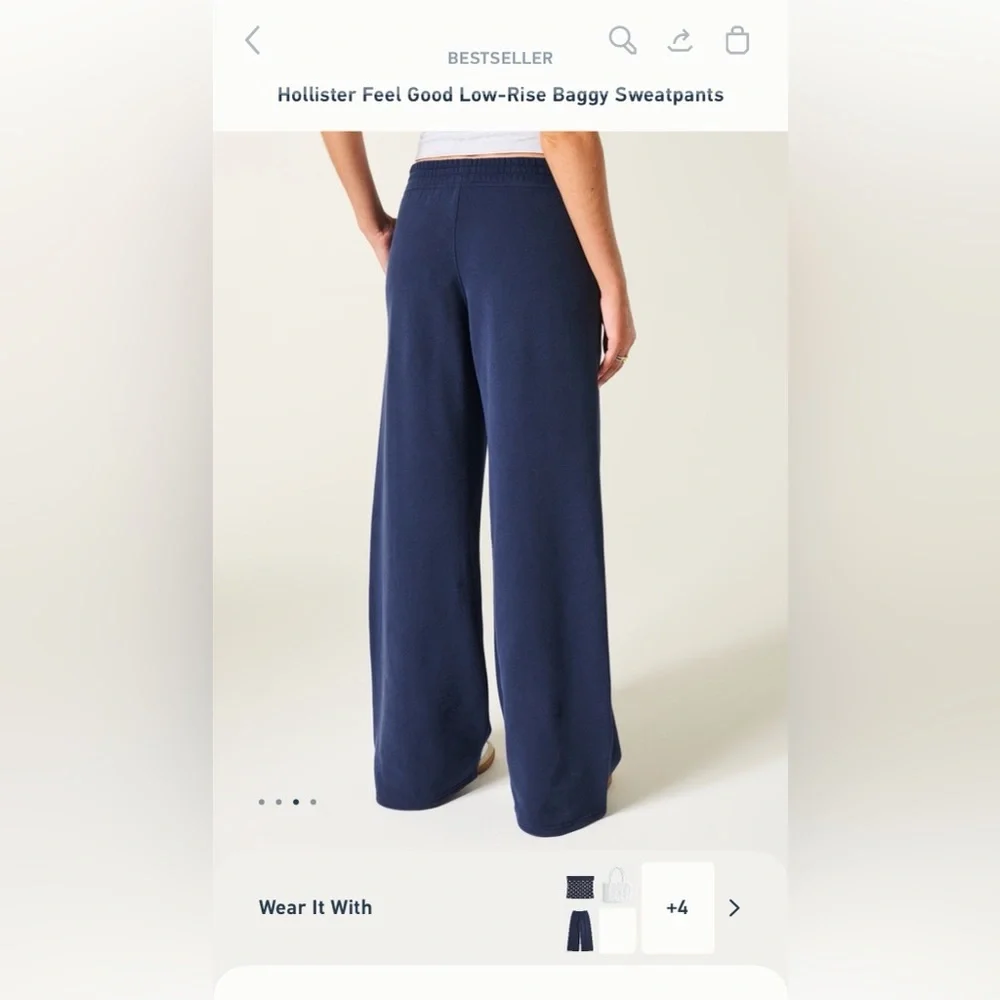 Hollister Navy Feel Good Low Rise Baggy Sweatpants - Picture 3 of 3